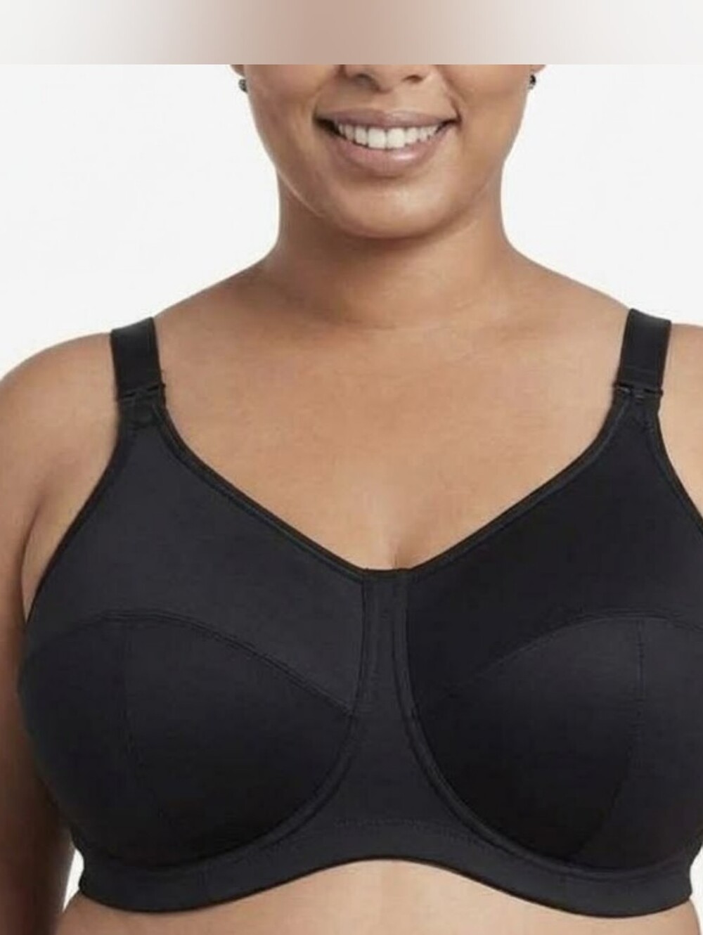 Goddess Full Coverage Wireless Back Support Black Bra Plus Size Size 50K. NEW